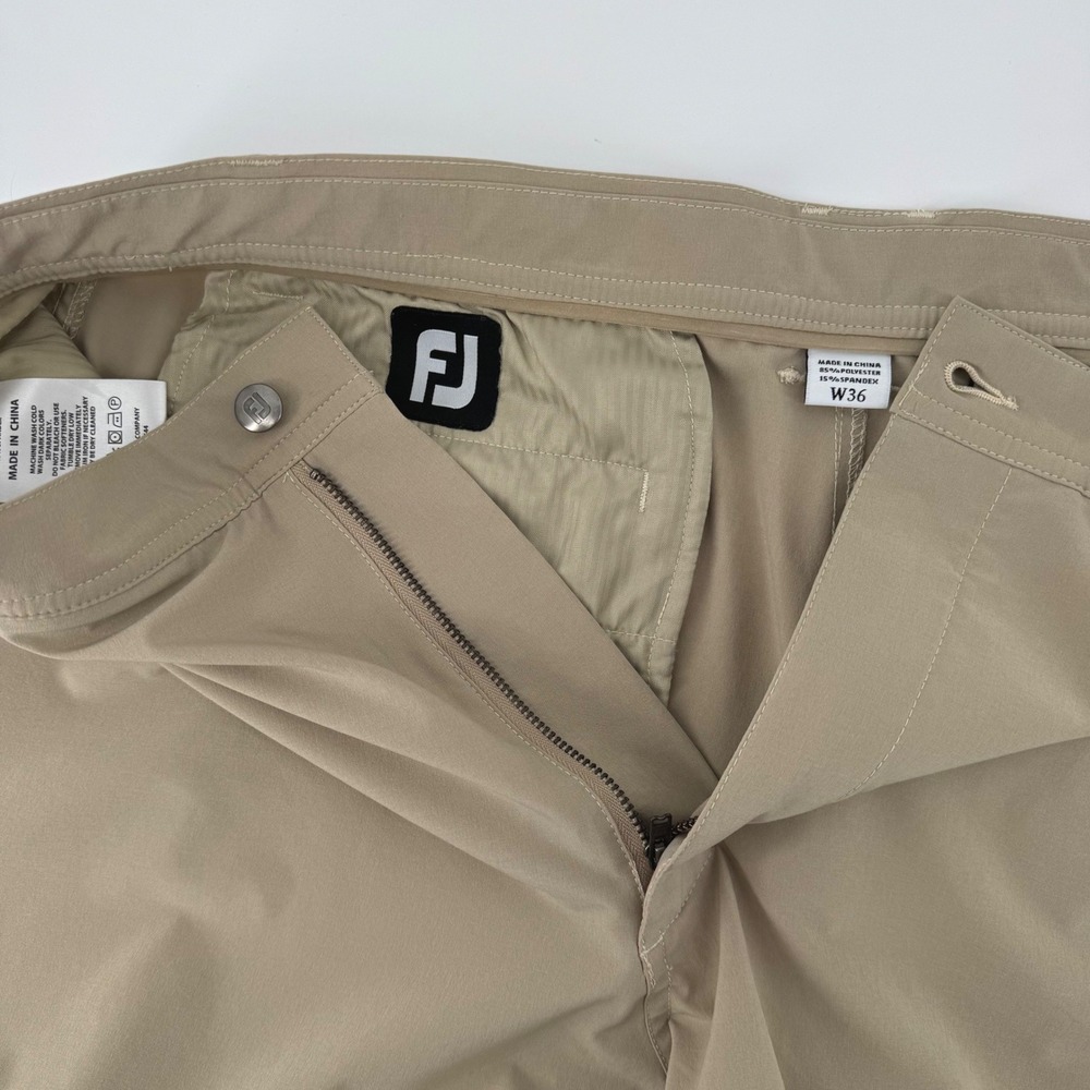 FootJoy Golf Shorts 36 Khaki Tan Performance Stretch Flat Front Moisture Wicking - Picture 3 of 6